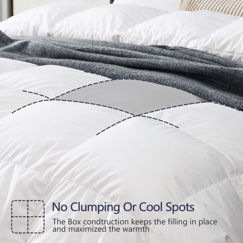 Globon Queen Size Down Comforter - All Season Duvet Insert with Medium Warmth, Soft and Noiseless Cover,8 Corner Tabs,Machine Washable - White - Image 3